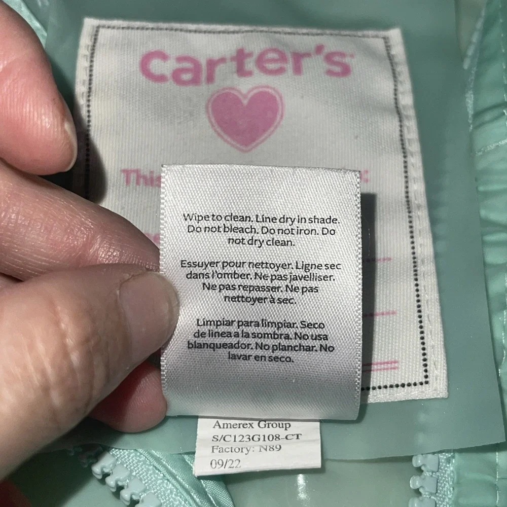 Girls Size 6 Carters Rain Coat Jacket Clear Pastel Color‎ block Pink Teal Yellow